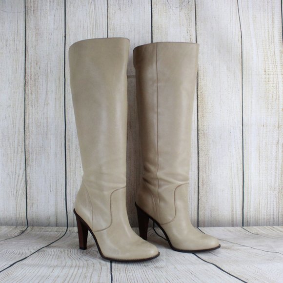 COLE HAAN Tall Heeled Soft Tan Leather Boots 7 - Picture 2 of 8